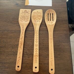 3 pc Wooden Spoons Kitchen Utensil Set Mother’s Day inlaw Nonstick Cookware gift